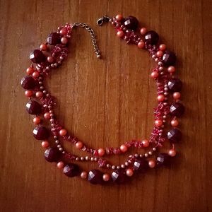 Red Tone Bead Necklace